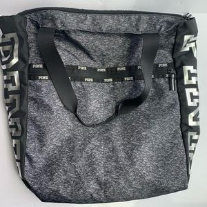 Victorias Secret Pink Tote Beach Bag Black & Gray
